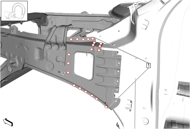 Body Front Structure Parts Replacement — figure 35