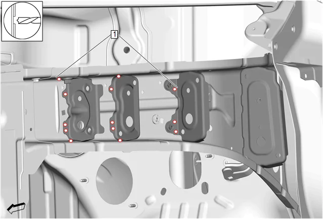 Front Compartment Front Side Rail Reinforcement Replacement — figure 2