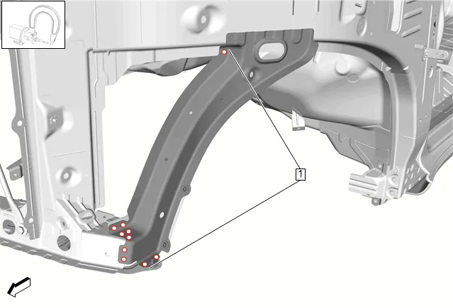 Front Wheelhouse Panel Reinforcement Replacement — figure 14