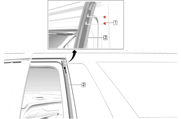 Rear Side Door Rear Auxiliary Weatherstrip Replacement (long wheel base) — figure 3