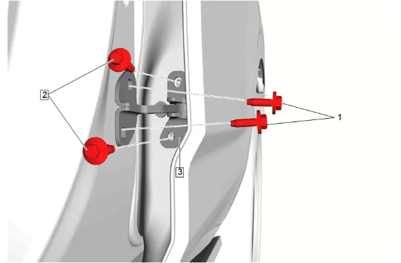 Rear Side Door Upper Hinge and Lower Hinge Replacement — figure 2