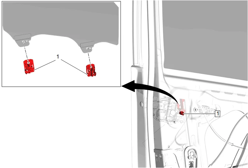 Front Side Door Inside Handle Cable Replacement (without NWM) — figure 3