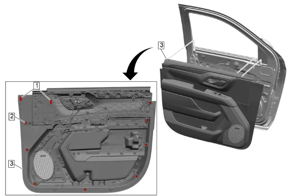 Front Side Door Inside Handle Illumination Lamp Replacement — figure 1