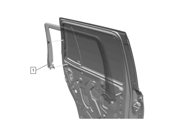 Rear Side Door Window Upper Reveal Molding Replacement — figure 1