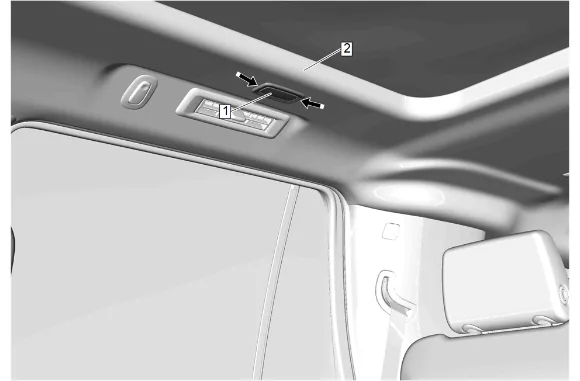 Roof Rail Rear Seat Position Reading and Courtesy Lamp Replacement — figure 1
