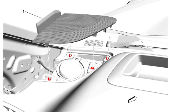 Radio Front Speaker Grille Replacement - Left Side — figure 2