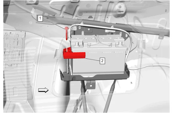 Auxiliary Battery Replacement (9C1, 5W4) — figure 7