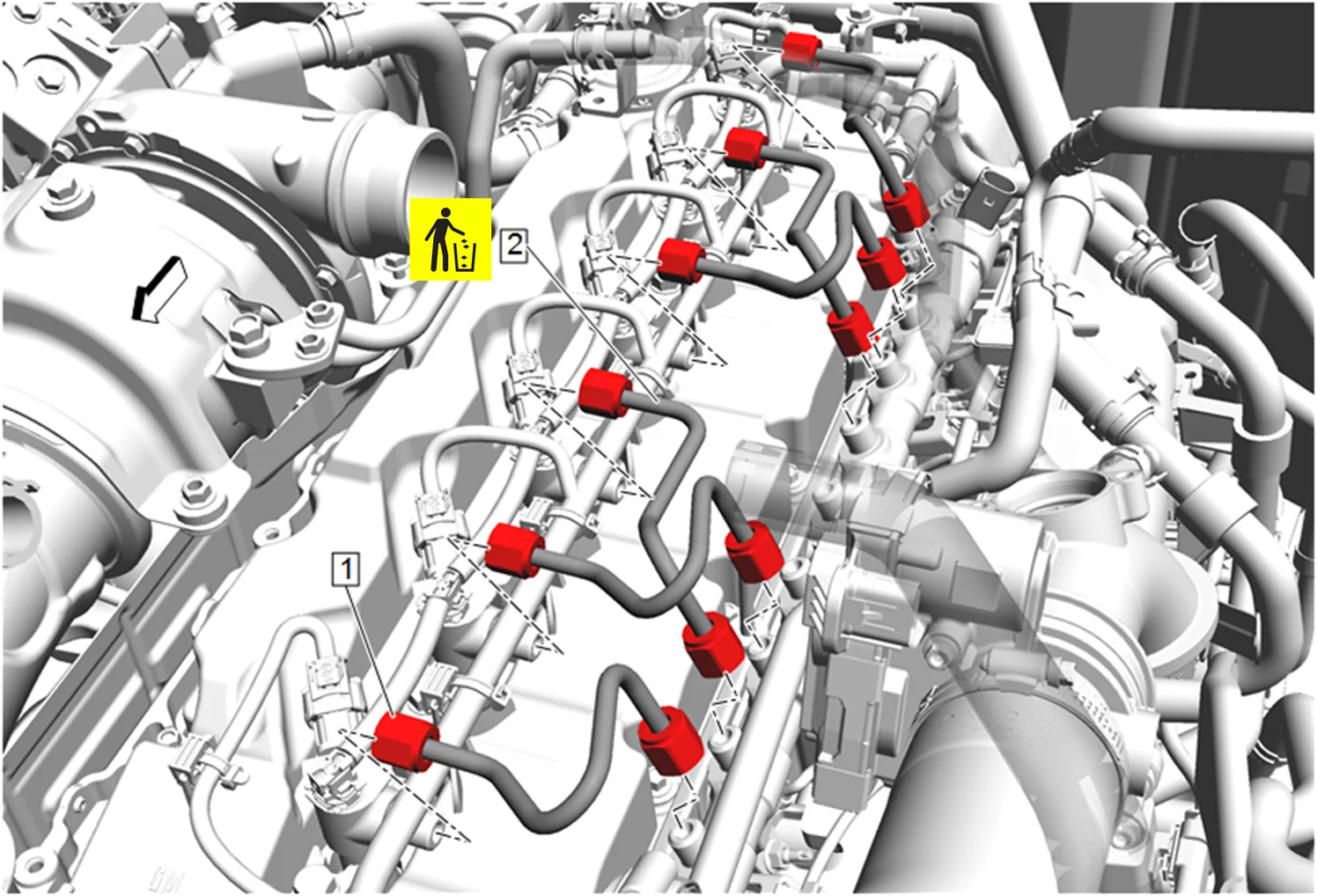 High Pressure Diesel Fuel Feed to Injector Pipe Replacement — figure 29