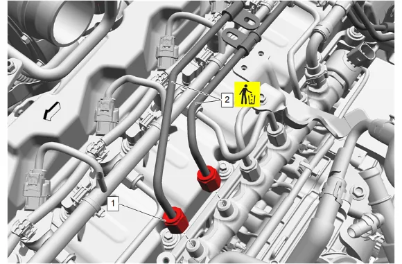 High Pressure Diesel Fuel Injection Rail Replacement — figure 37