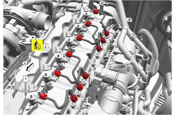 High Pressure Diesel Fuel Injection Rail Replacement — figure 40