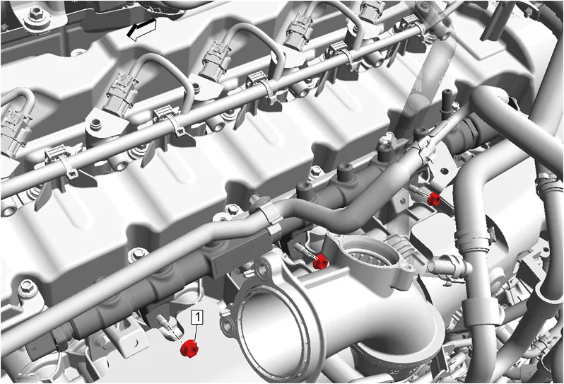 High Pressure Diesel Fuel Injection Rail Replacement — figure 44