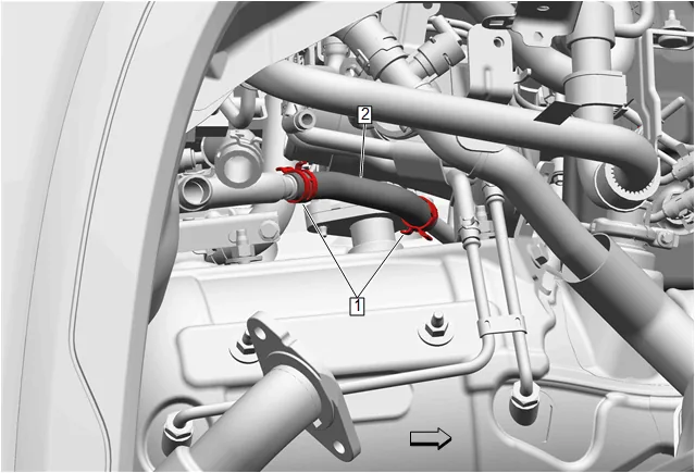 Turbocharger Coolant Feed Pipe Replacement — figure 19