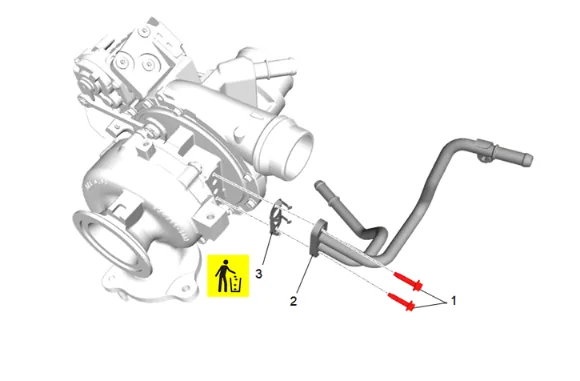 Turbocharger Coolant Feed Pipe Replacement — figure 33