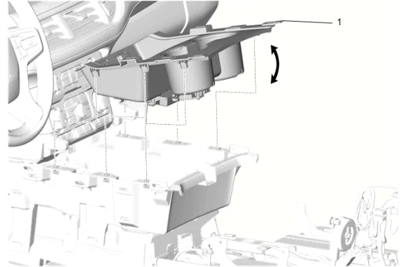 Front Floor Console Armrest Cable Replacement (DCH) — figure 23