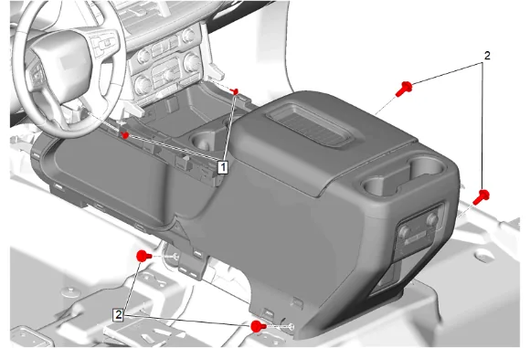 Front Floor Console Removal and Installation (DCK, D07) — figure 10