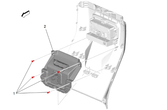 Front Floor Rear Console Trim Plate Replacement (D07) — figure 3