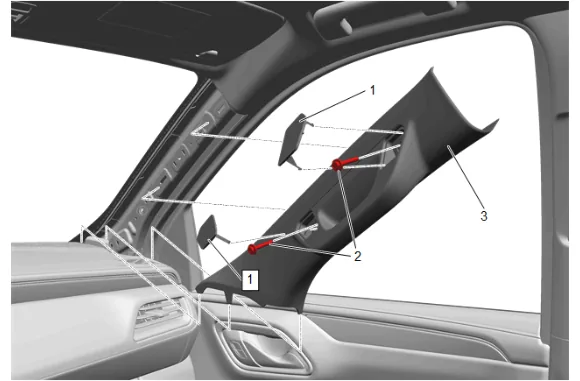 Headlining Trim Panel Replacement (SWB without C3U) — figure 2