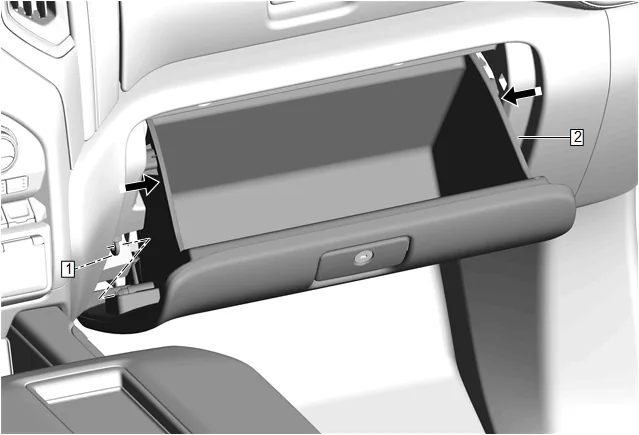 Instrument Panel Compartment Door Dampener Replacement — figure 1