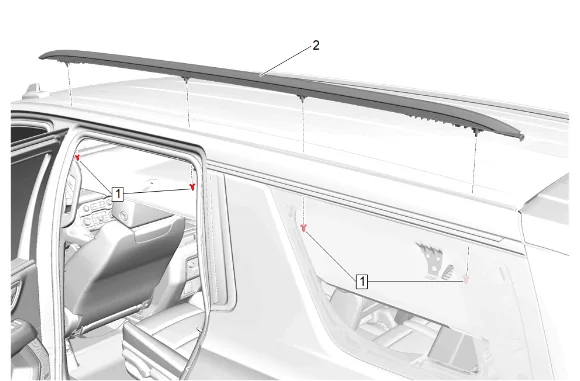 Roof Panel Joint Finish Molding Replacement - Left Side (Long Wheel Base) — figure 19