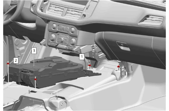 Front Floor Console Auxiliary Cooling Duct Replacement (with UQA) — figure 2