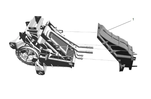 Heater and Air Conditioning Evaporator and Blower Lower Case Replacement (C69) — figure 5