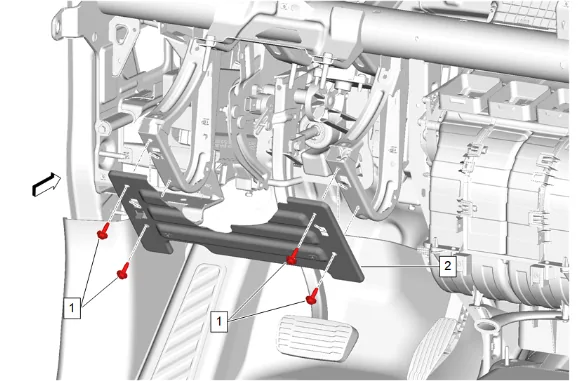 Heater and Air Conditioning Evaporator and Blower Module Removal and Installation — figure 7