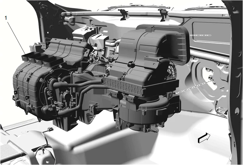 Heater and Air Conditioning Evaporator and Blower Module Removal and Installation — figure 28