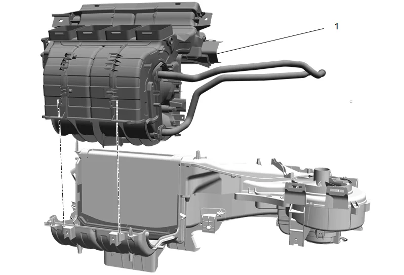 Heater and Air Conditioning Evaporator Case Replacement - Upper — figure 13