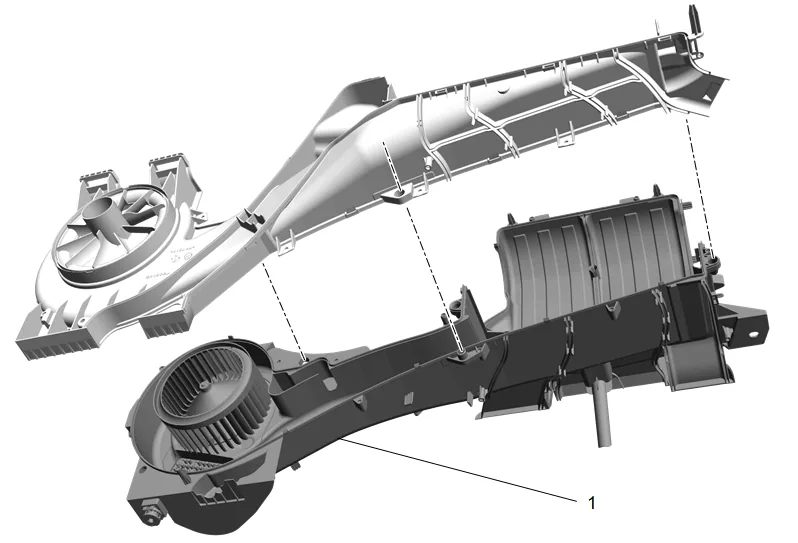 Heater and Air Conditioning Evaporator Case Replacement - Upper — figure 18