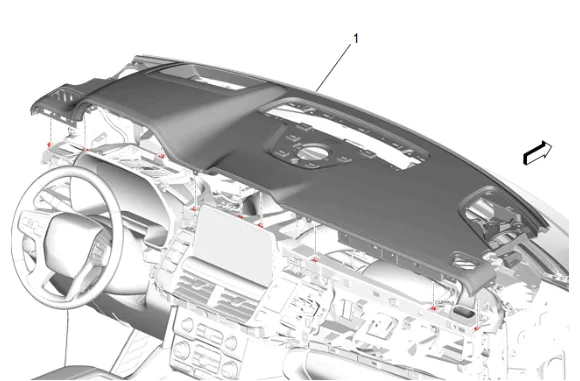 Instrument Panel Outer Air Outlet Duct Replacement - Left Side (with UV6) — figure 22