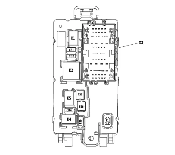 X51R Instrument Panel Wiring Harness Junction Block - Right Bottom View — figure 1