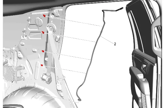 Sunroof Housing Rear Drain Hose Replacement - Left Side (Short Wheel Base) — figure 24
