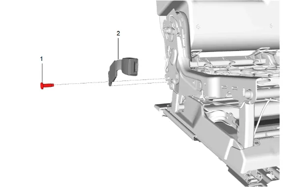 Rear Seat Belt Buckle Replacement (Bucket without UH5) — figure 2
