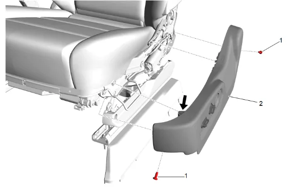 Front Seat Adjuster Switch Bezel Replacement — figure 2