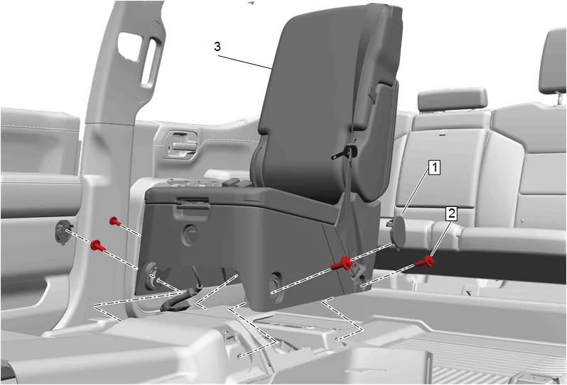 Front Seat Back Latch Replacement (Center Seat) — figure 1