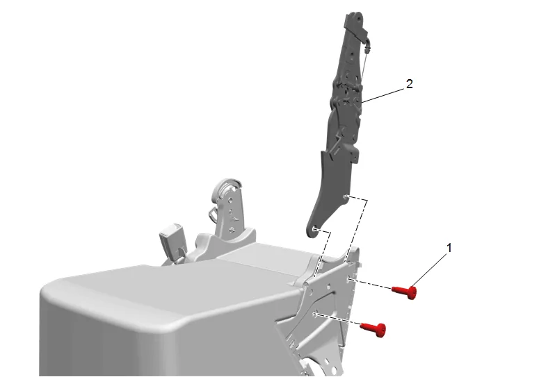 Front Seat Back Latch Replacement (Center Seat) — figure 6