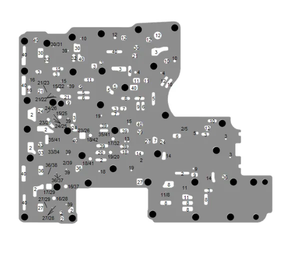 Control Valve Body Spacer Plate – Control Valve Solenoid Body Assembly Side — figure 1