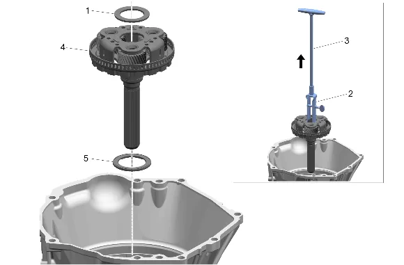 Output Carrier Assembly and Output Carrier Thrust Bearings Removal (2WD) — figure 1