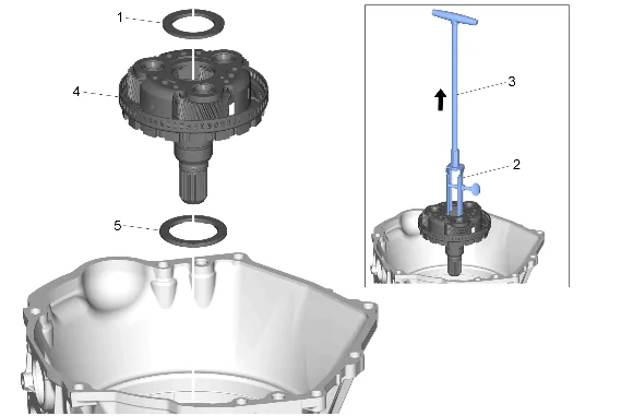 Output Carrier Assembly and Output Carrier Thrust Bearings Removal (4WD) — figure 1