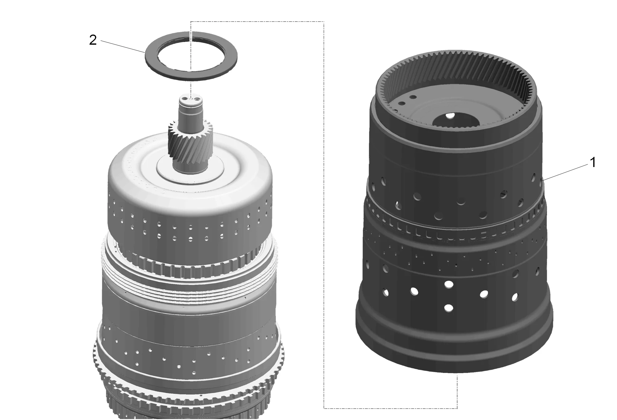 Rotating Clutch, Gear, and Shaft Shell Assembly Disassemble — figure 2