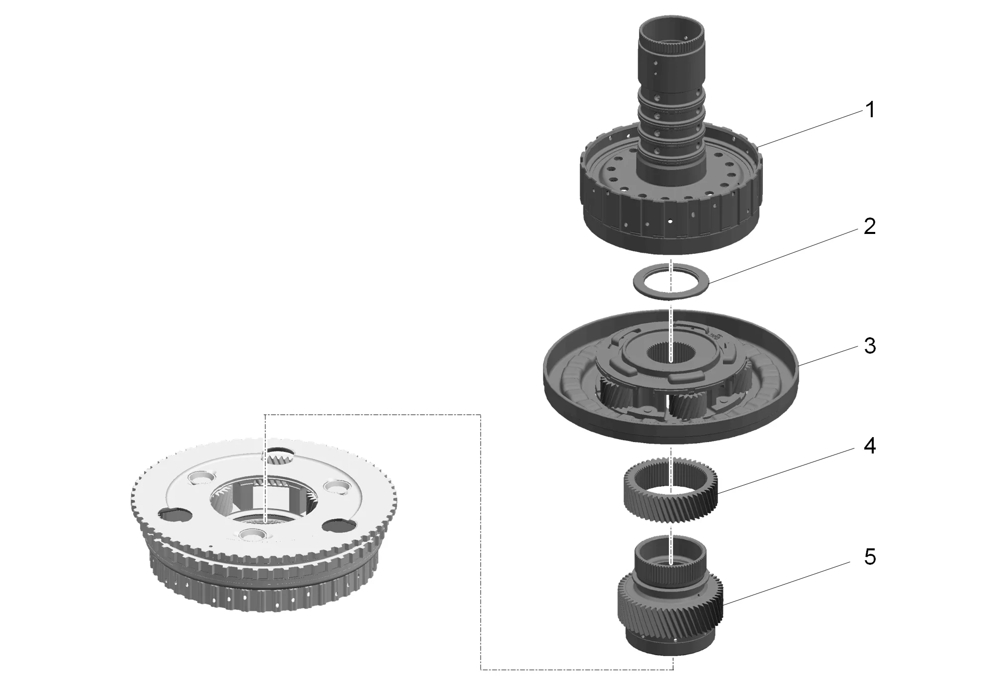 Rotating Clutch, Gear, and Shaft Shell Assembly Disassemble — figure 6