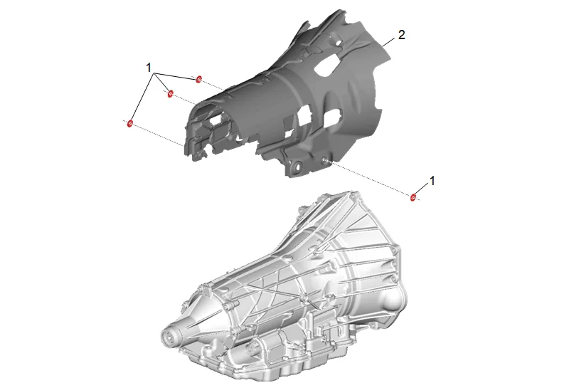 Transmission Housing Sound Insulator Replacement (2WD) — figure 1